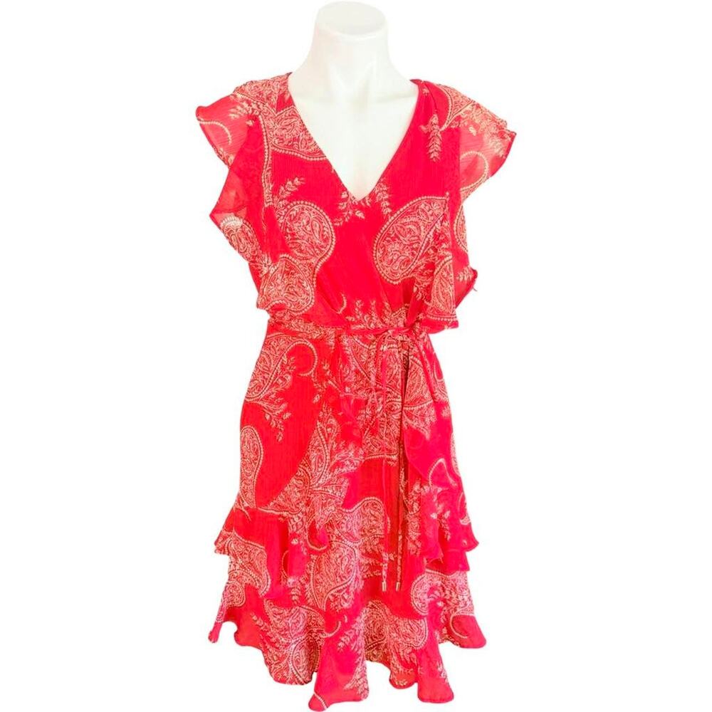 Bandana Colored Western Look Ruffled Mini Dress Tommy Hilfinger Sz S